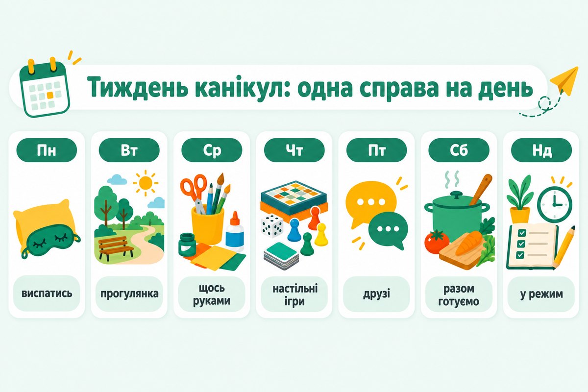 План тижня осінніх канікул: одна справа на день