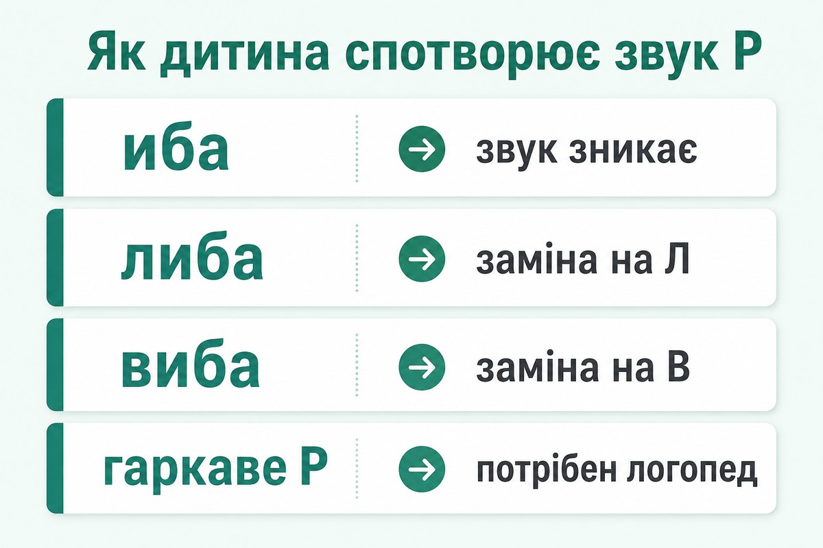 Типи спотворення звука Р у дитини